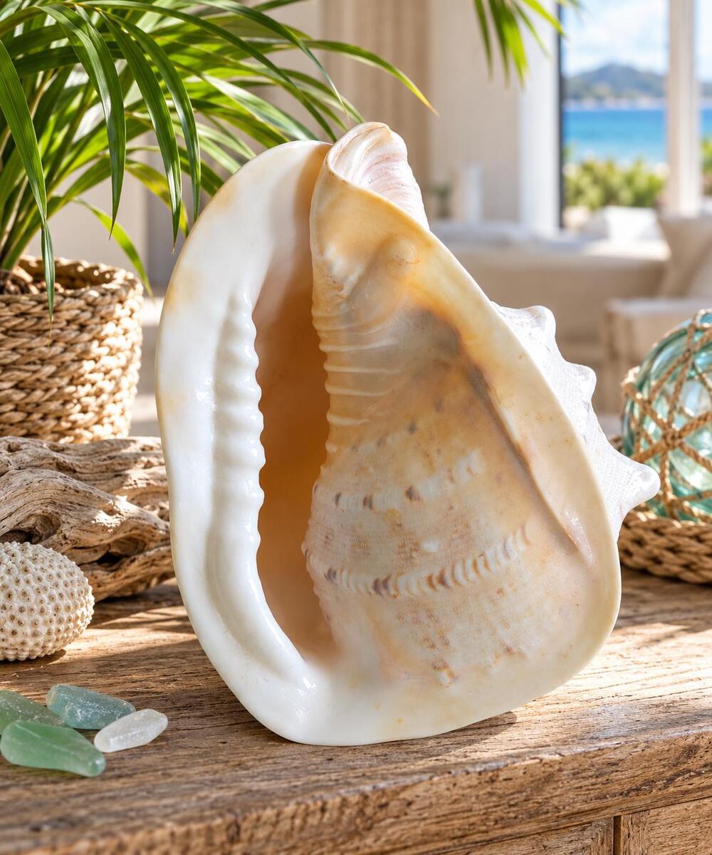 Vintage Conch Shell , Large Natural Seashell, Coastal Decor, Tropical Beach Hous